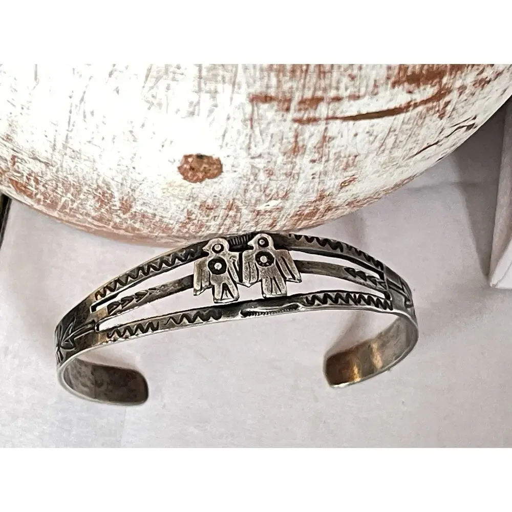 FRED HARVEY ERA Navajo THUNDERBIRD Sterling silver Cuff Bracelet Southwest Small